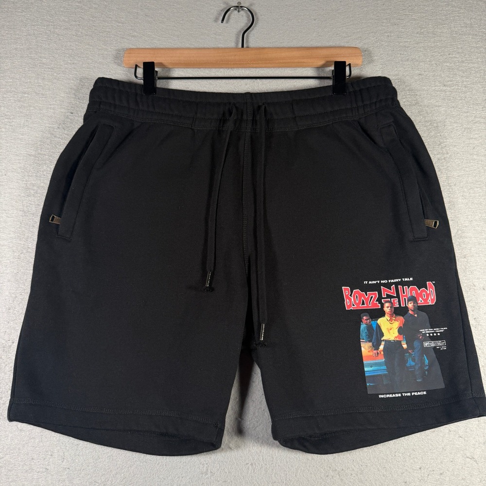 Boyz N The Hood Mens Black Graphic Fleece Shorts Size L 13947 Shoe Palace